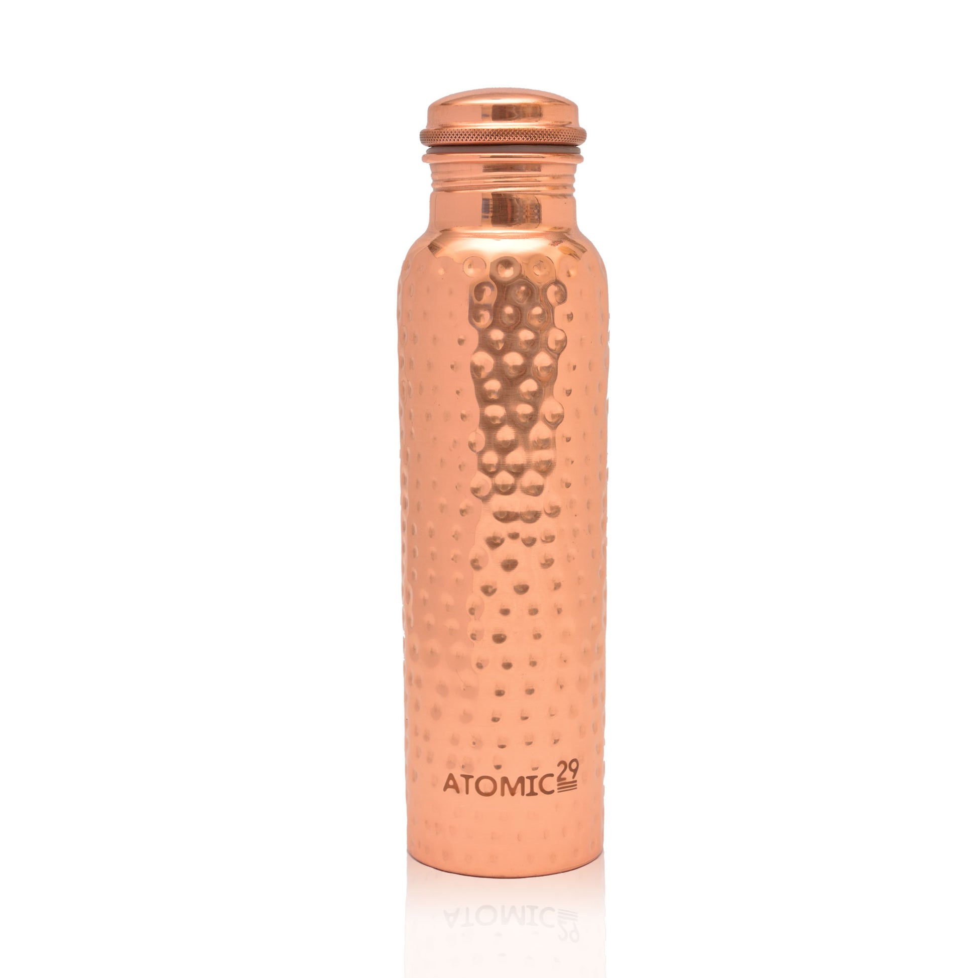 Copper Water Bottle Hammered Design 950ml - 1L with carry on Burlap (Jute) bag - Atomic29