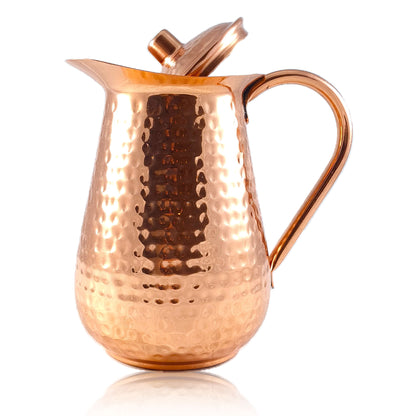 Authentic Premium Quality Pure Copper Jug with easy grip handle and 2 Goblet Glasses - Atomic29