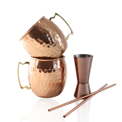 COPPER MOSCOW MULE MUGS 5 PIECES SET IN HAMMERED FINISH BY ATOMIC29